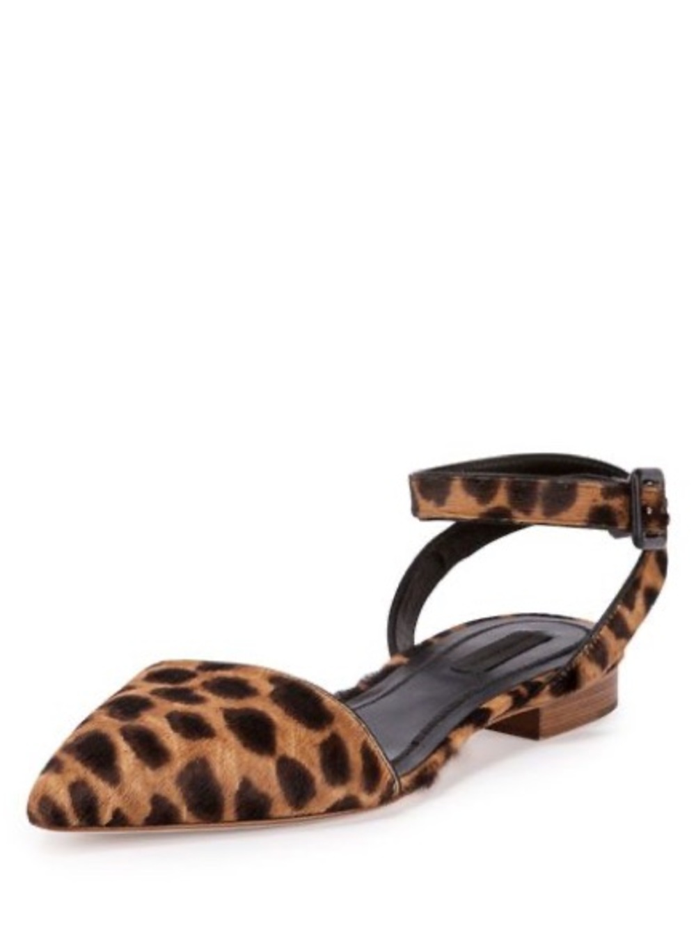 Alexander Wang Lara Leopard-Print Ankle-Strap Pointed Flat